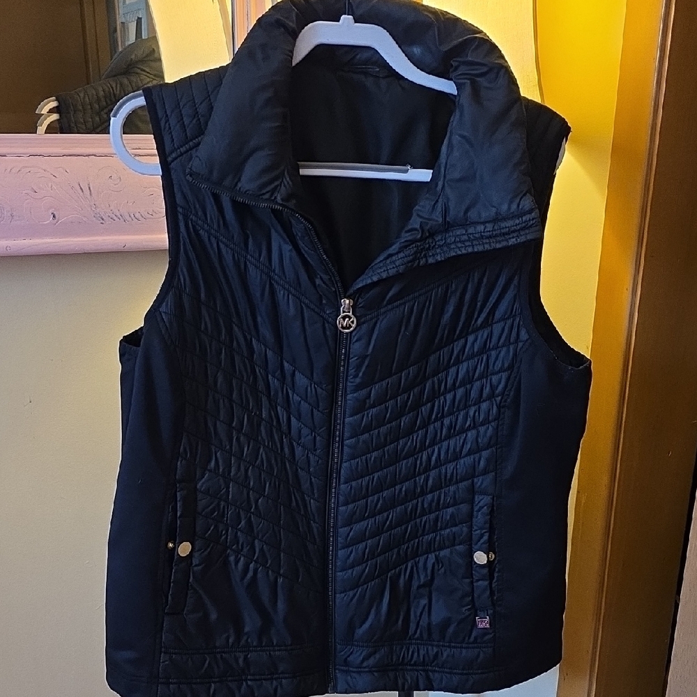Black Quilted MICHAEL KORS Vest with Gold Accents